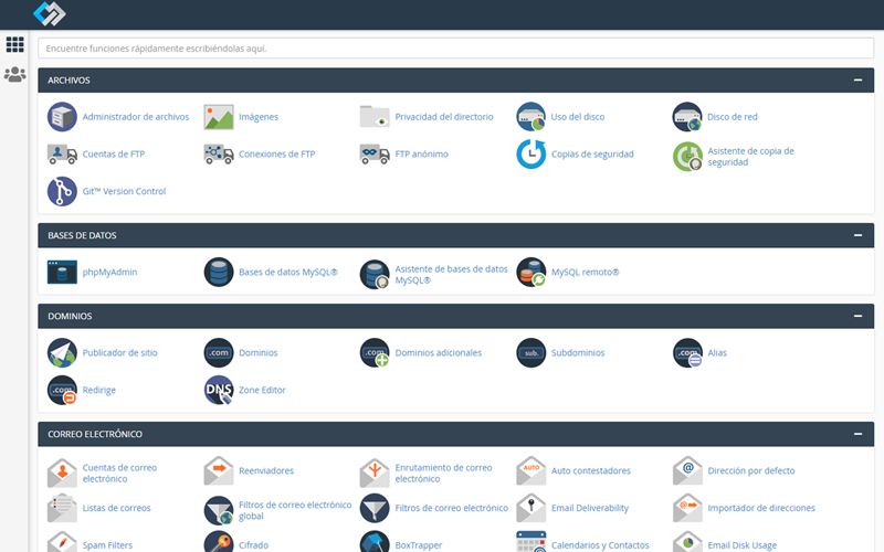 Principales opciones cpanel