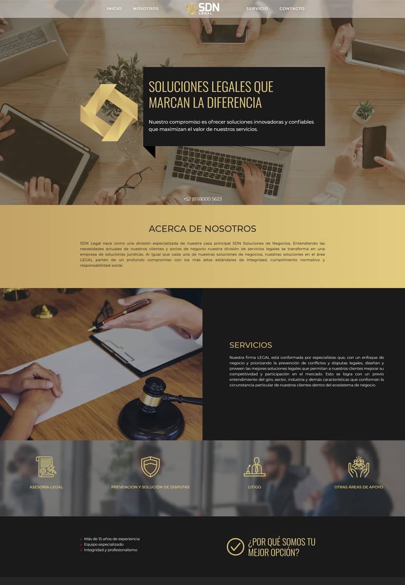 Diseño de página web SDN Legal