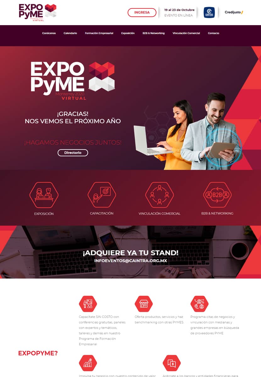 Diseño de página web Expo pyme Monterrey 2020