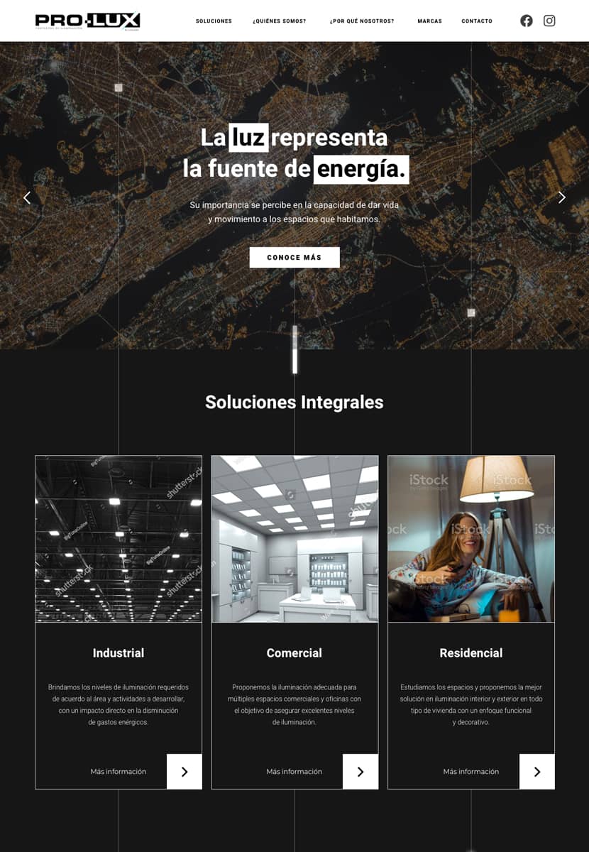 Diseño de página web Prolux