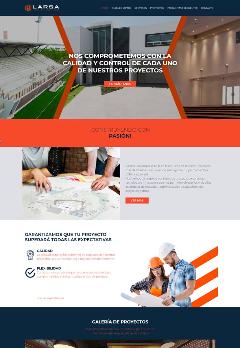 Diseño de página web Larsa Proyectos