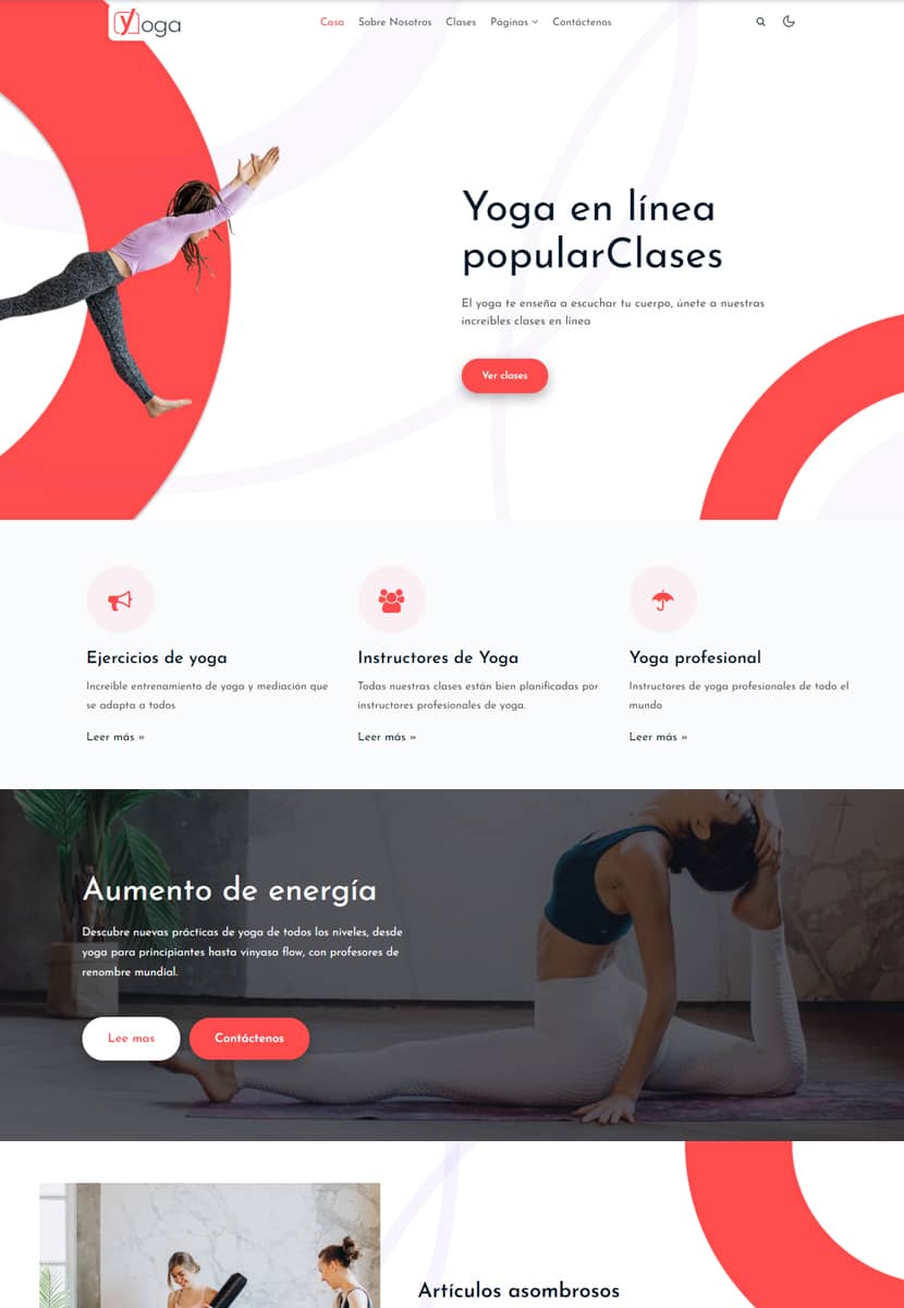 Sitio web yoga portafolio